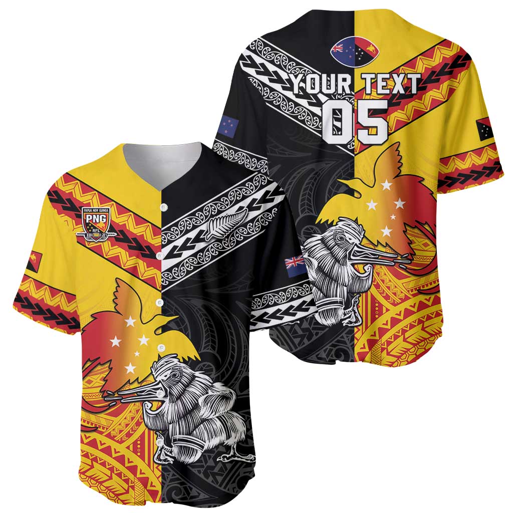New Zealand And Papua New Guinea Rugby Custom Baseball Jersey Maori Kiwi With Bird of Paradise LT05 - Vibe Hoodie Shop