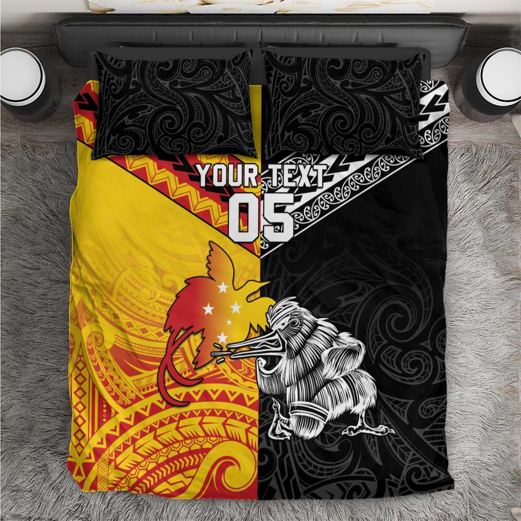 New Zealand And Papua New Guinea Rugby Custom Bedding Set Maori Kiwi With Bird of Paradise LT05 - Vibe Hoodie Shop