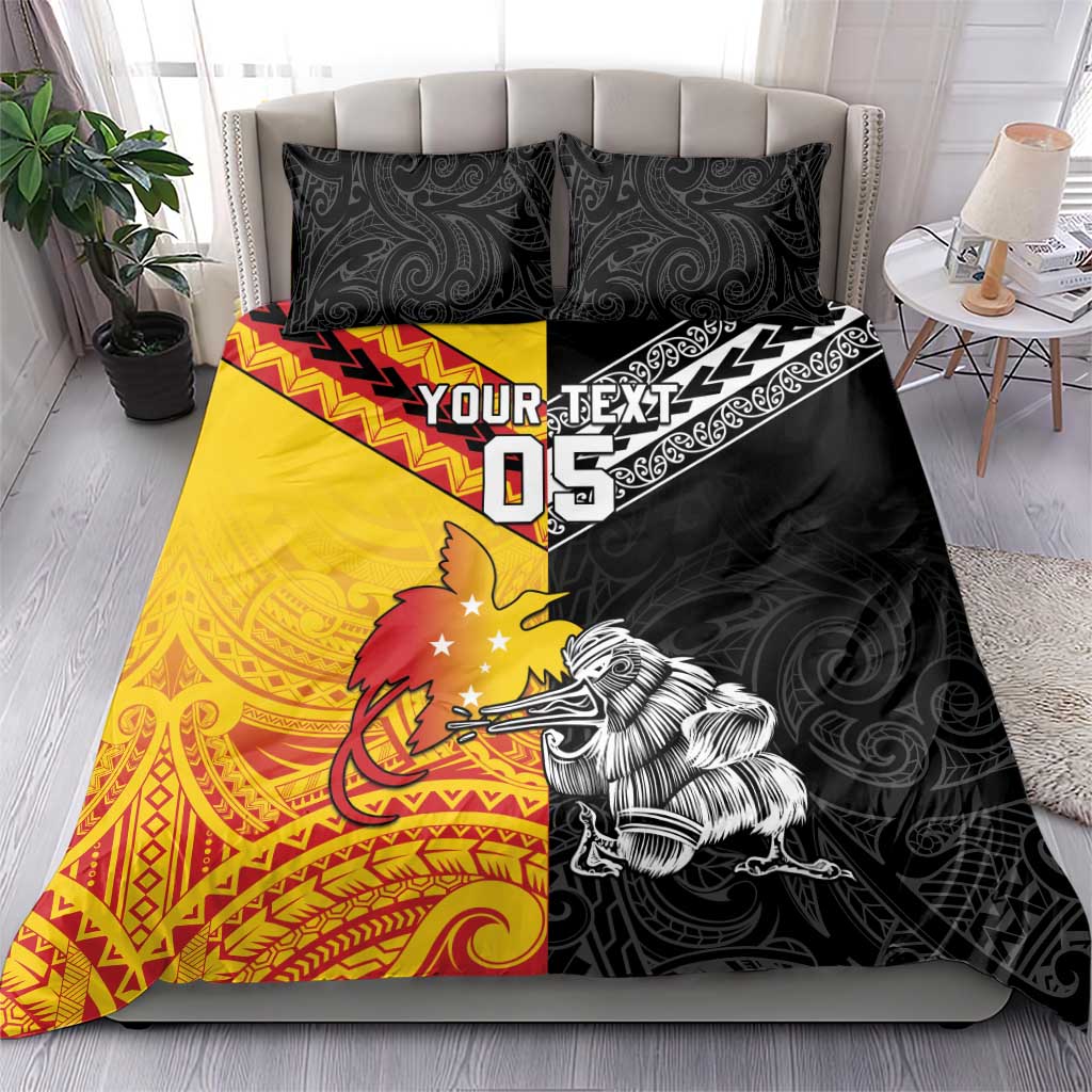 New Zealand And Papua New Guinea Rugby Custom Bedding Set Maori Kiwi With Bird of Paradise LT05 - Vibe Hoodie Shop