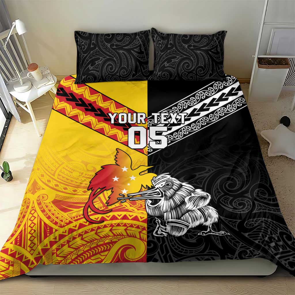 New Zealand And Papua New Guinea Rugby Custom Bedding Set Maori Kiwi With Bird of Paradise LT05 - Vibe Hoodie Shop