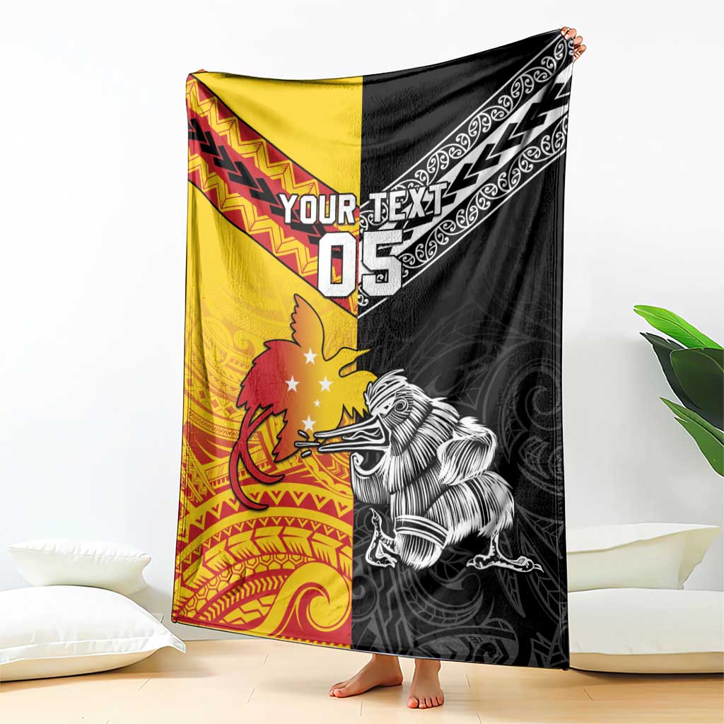 New Zealand And Papua New Guinea Rugby Custom Blanket Maori Kiwi With Bird of Paradise LT05 - Vibe Hoodie Shop