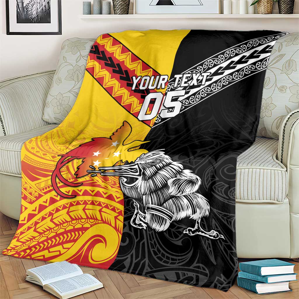 New Zealand And Papua New Guinea Rugby Custom Blanket Maori Kiwi With Bird of Paradise LT05 - Vibe Hoodie Shop