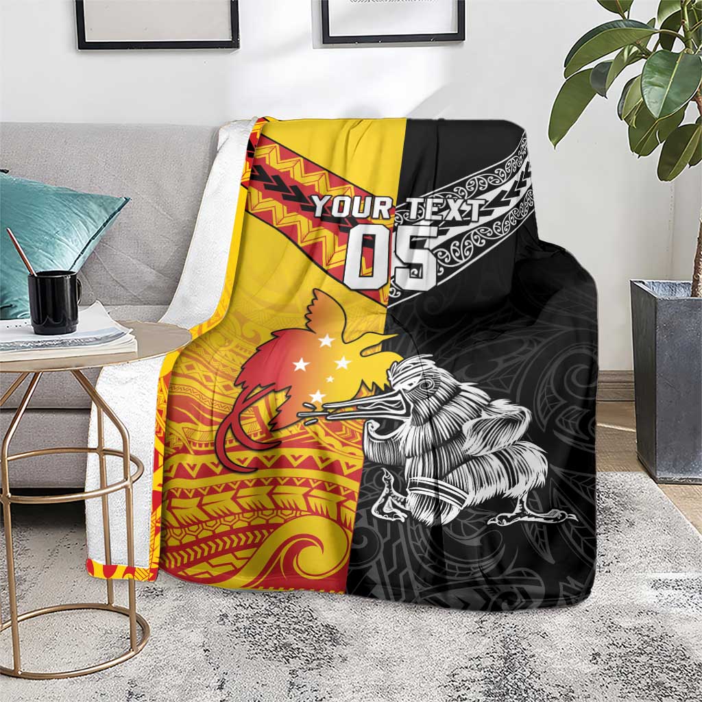 New Zealand And Papua New Guinea Rugby Custom Blanket Maori Kiwi With Bird of Paradise LT05 - Vibe Hoodie Shop