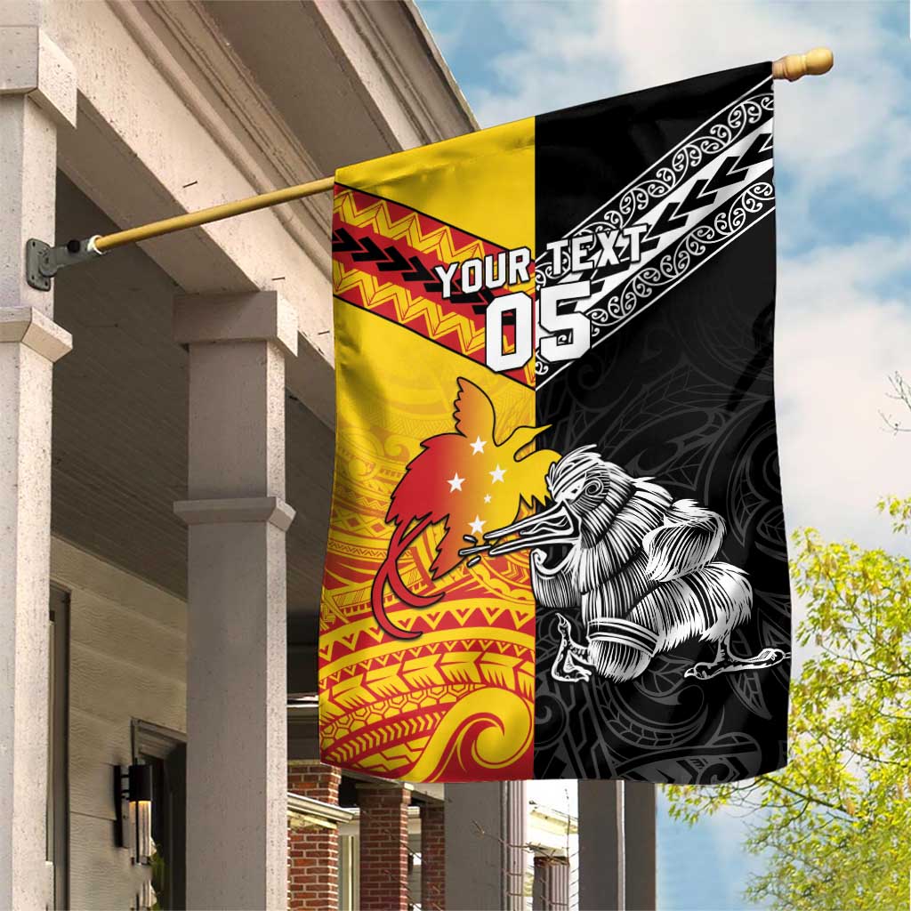 New Zealand And Papua New Guinea Rugby Custom Garden Flag Maori Kiwi With Bird of Paradise LT05 - Vibe Hoodie Shop