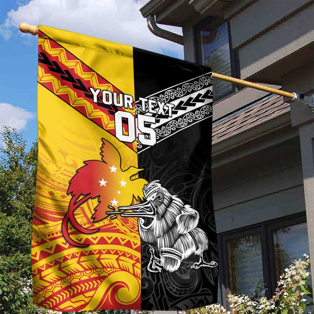 New Zealand And Papua New Guinea Rugby Custom Garden Flag Maori Kiwi With Bird of Paradise LT05 - Vibe Hoodie Shop