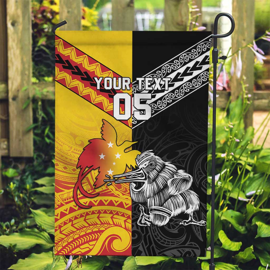 New Zealand And Papua New Guinea Rugby Custom Garden Flag Maori Kiwi With Bird of Paradise LT05 - Vibe Hoodie Shop