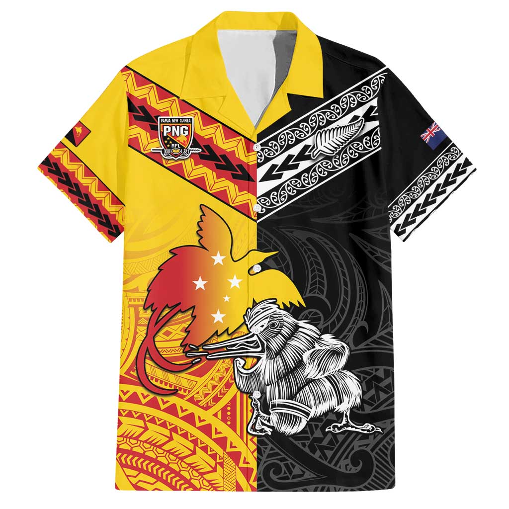 New Zealand And Papua New Guinea Rugby Custom Hawaiian Shirt Maori Kiwi With Bird of Paradise LT05 - Vibe Hoodie Shop