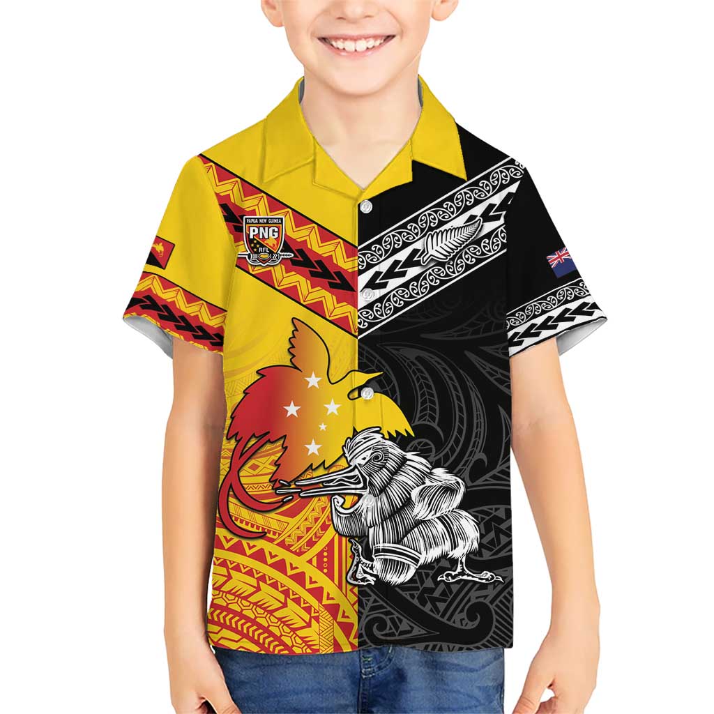 New Zealand And Papua New Guinea Rugby Custom Hawaiian Shirt Maori Kiwi With Bird of Paradise LT05 - Vibe Hoodie Shop