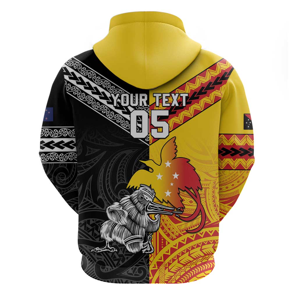 New Zealand And Papua New Guinea Rugby Custom Hoodie Maori Kiwi With Bird of Paradise LT05 - Vibe Hoodie Shop