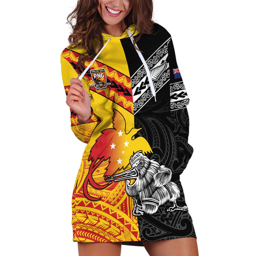 New Zealand And Papua New Guinea Rugby Custom Hoodie Dress Maori Kiwi With Bird of Paradise LT05 - Vibe Hoodie Shop