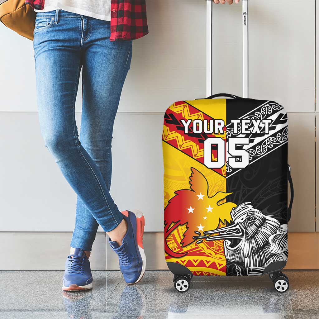 New Zealand And Papua New Guinea Rugby Custom Luggage Cover Maori Kiwi With Bird of Paradise LT05 - Vibe Hoodie Shop