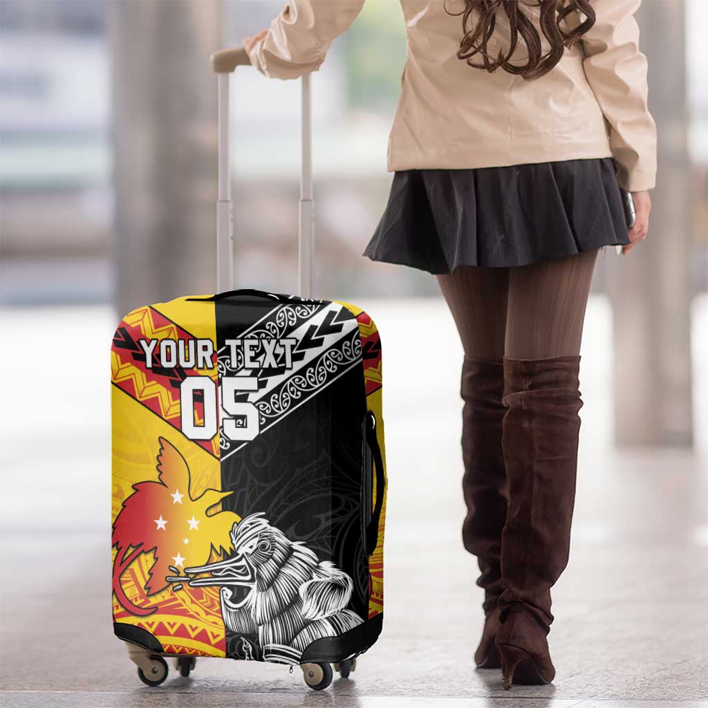 New Zealand And Papua New Guinea Rugby Custom Luggage Cover Maori Kiwi With Bird of Paradise LT05 - Vibe Hoodie Shop