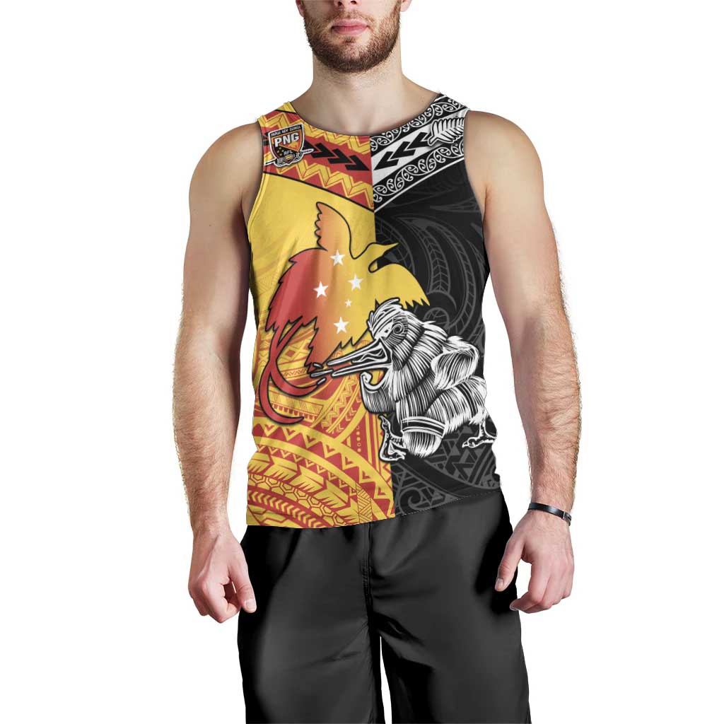 New Zealand And Papua New Guinea Rugby Custom Men Tank Top Maori Kiwi With Bird of Paradise LT05 - Vibe Hoodie Shop
