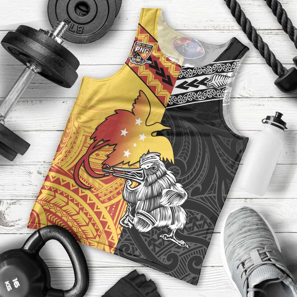 New Zealand And Papua New Guinea Rugby Custom Men Tank Top Maori Kiwi With Bird of Paradise LT05 - Vibe Hoodie Shop
