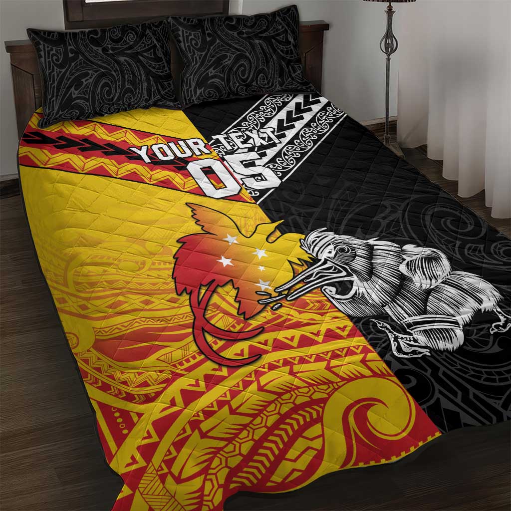 New Zealand And Papua New Guinea Rugby Custom Quilt Bed Set Maori Kiwi With Bird of Paradise LT05 - Vibe Hoodie Shop
