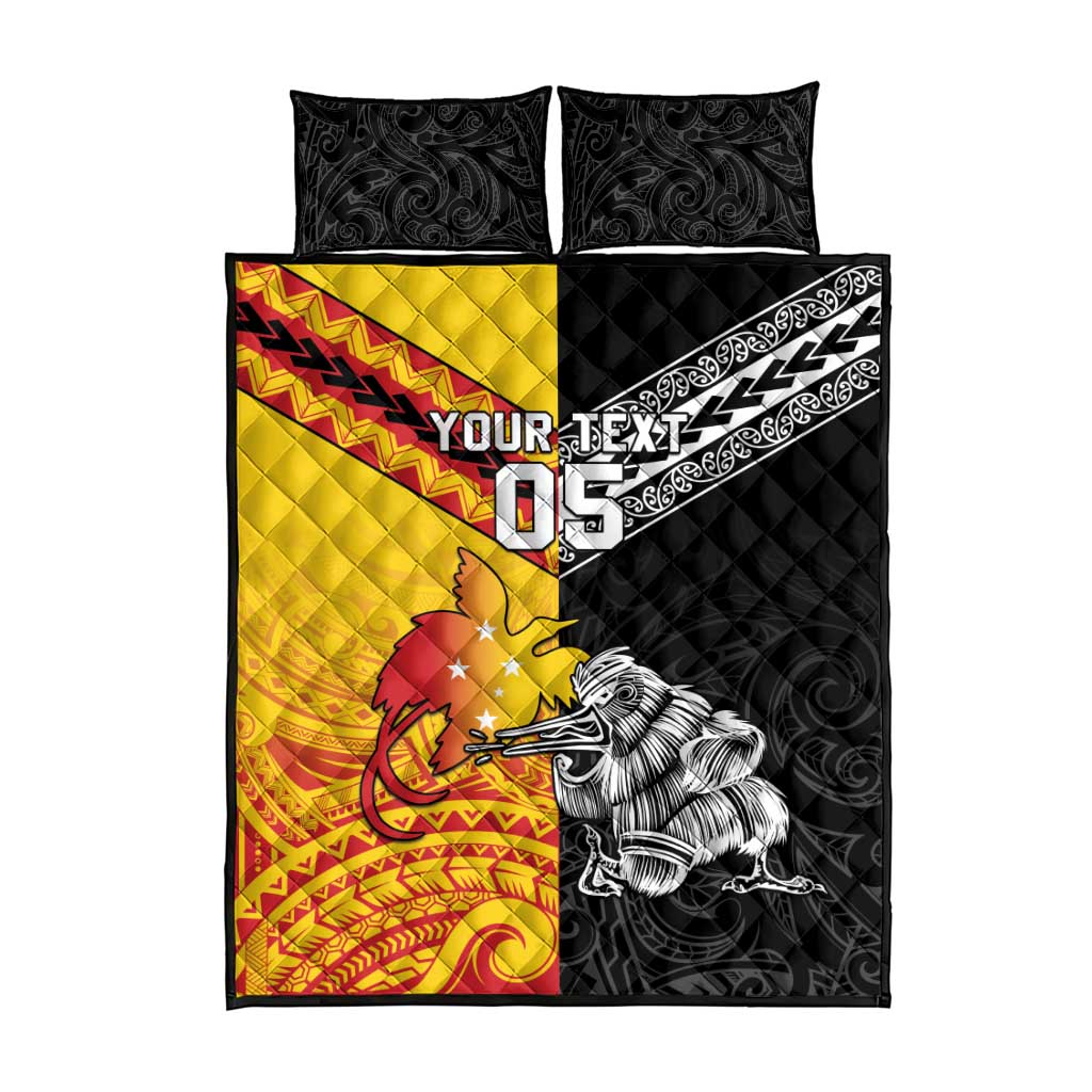 New Zealand And Papua New Guinea Rugby Custom Quilt Bed Set Maori Kiwi With Bird of Paradise LT05 - Vibe Hoodie Shop