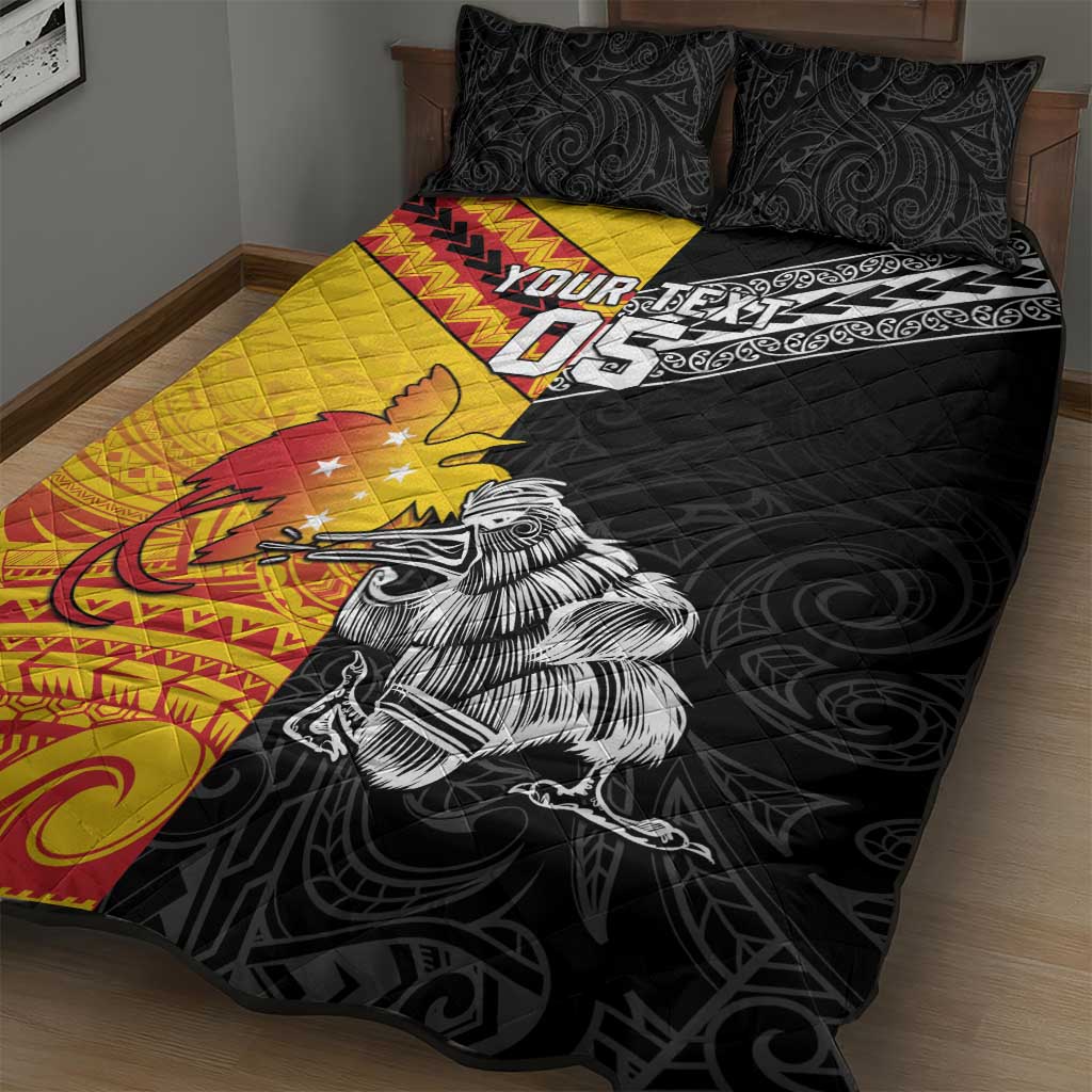 New Zealand And Papua New Guinea Rugby Custom Quilt Bed Set Maori Kiwi With Bird of Paradise LT05 - Vibe Hoodie Shop