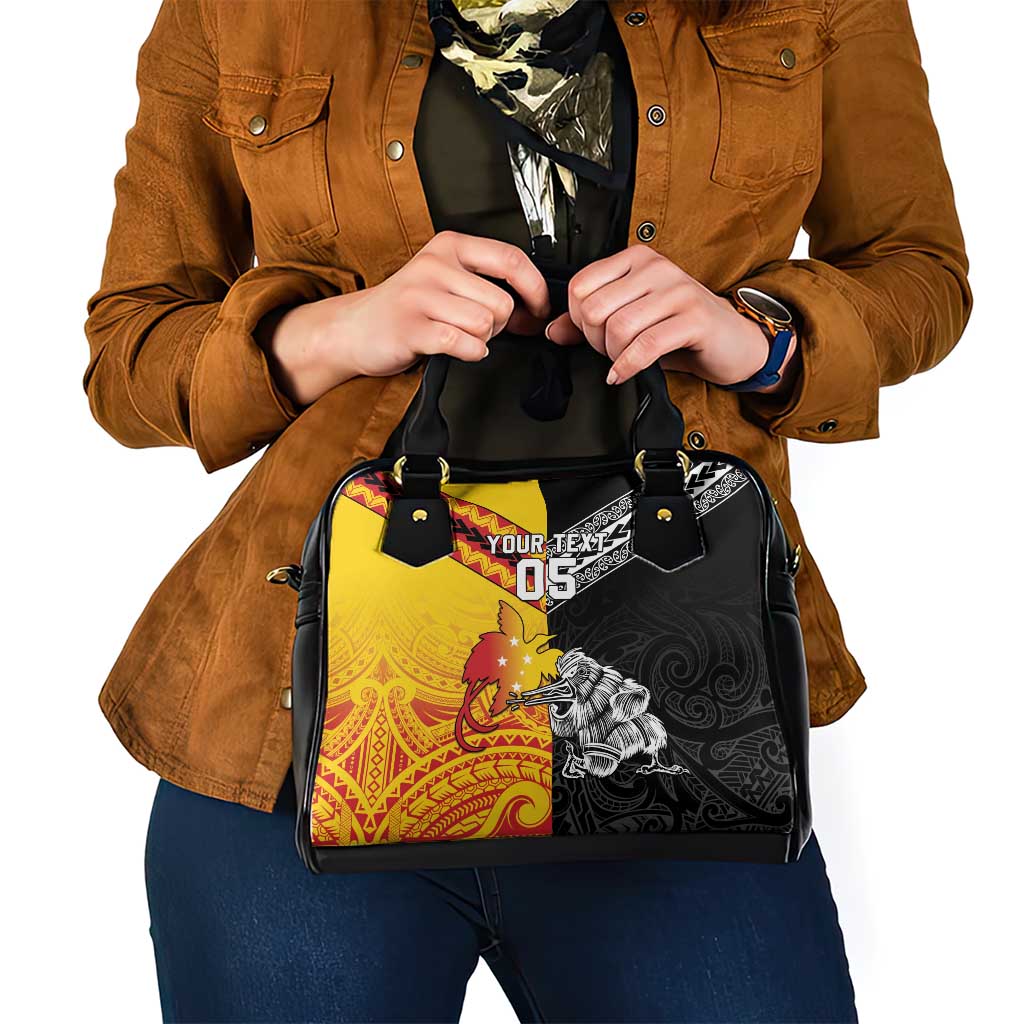 New Zealand And Papua New Guinea Rugby Custom Shoulder Handbag Maori Kiwi With Bird of Paradise LT05 - Vibe Hoodie Shop