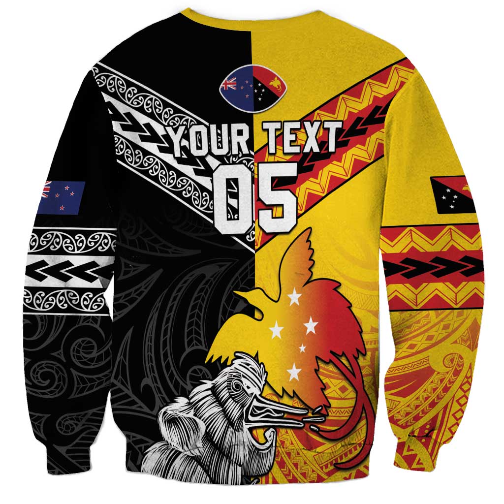New Zealand And Papua New Guinea Rugby Custom Sweatshirt Maori Kiwi With Bird of Paradise LT05 - Vibe Hoodie Shop