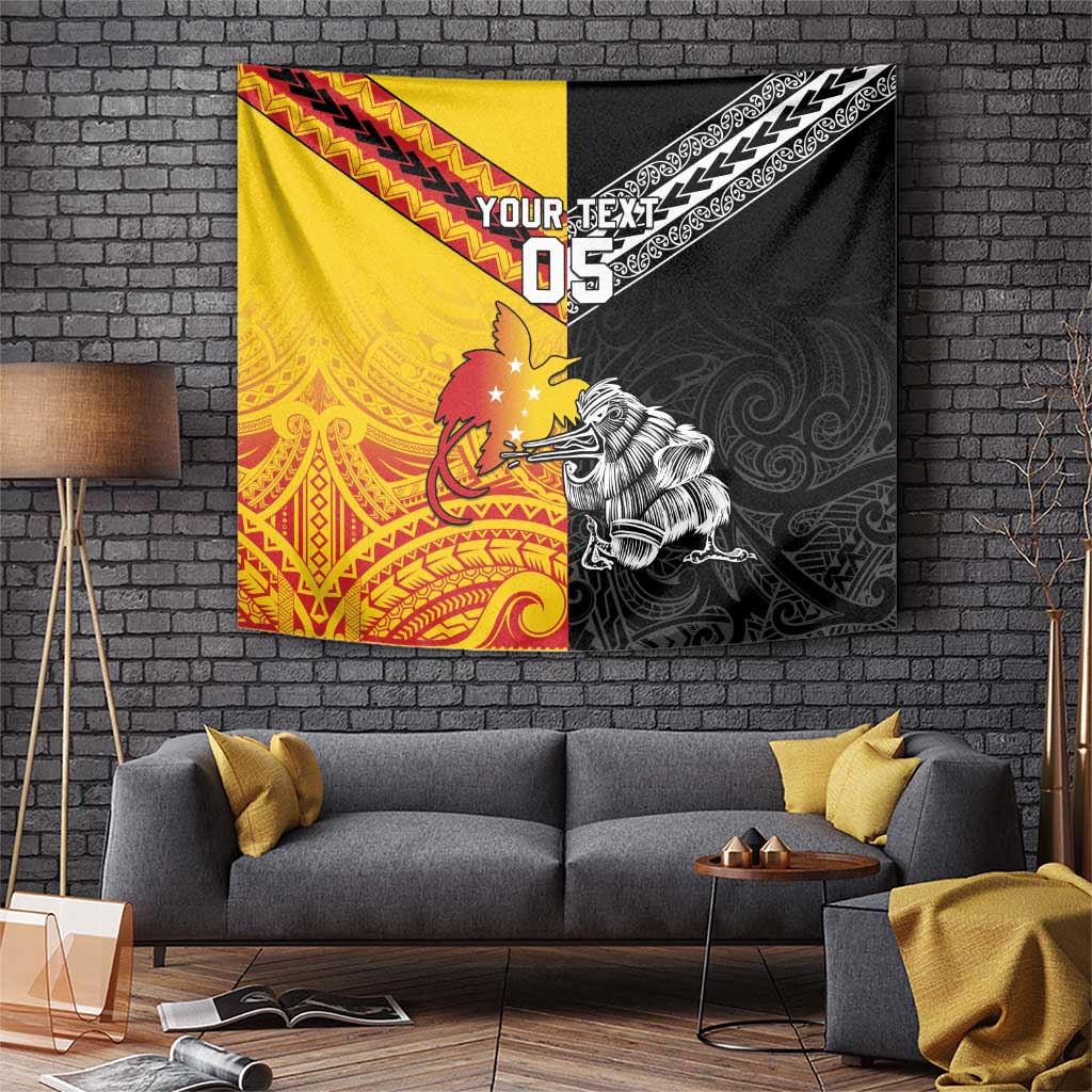 New Zealand And Papua New Guinea Rugby Custom Tapestry Maori Kiwi With Bird of Paradise LT05 - Vibe Hoodie Shop