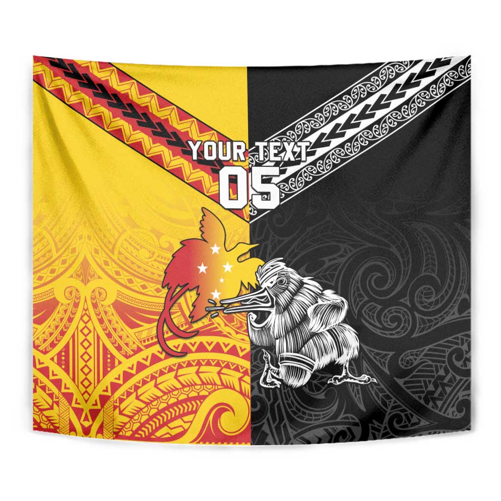 New Zealand And Papua New Guinea Rugby Custom Tapestry Maori Kiwi With Bird of Paradise LT05 - Vibe Hoodie Shop