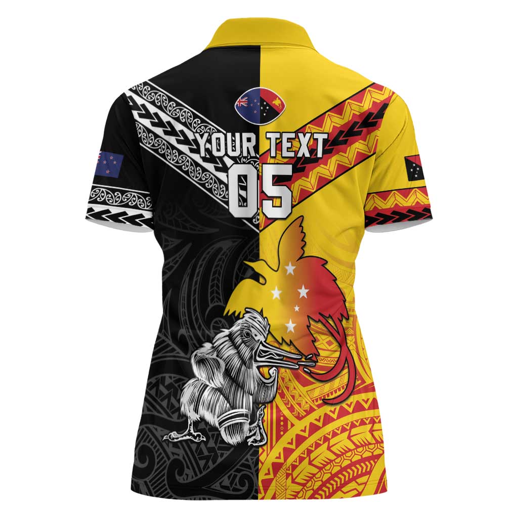 New Zealand And Papua New Guinea Rugby Custom Women Polo Shirt Maori Kiwi With Bird of Paradise LT05 - Vibe Hoodie Shop
