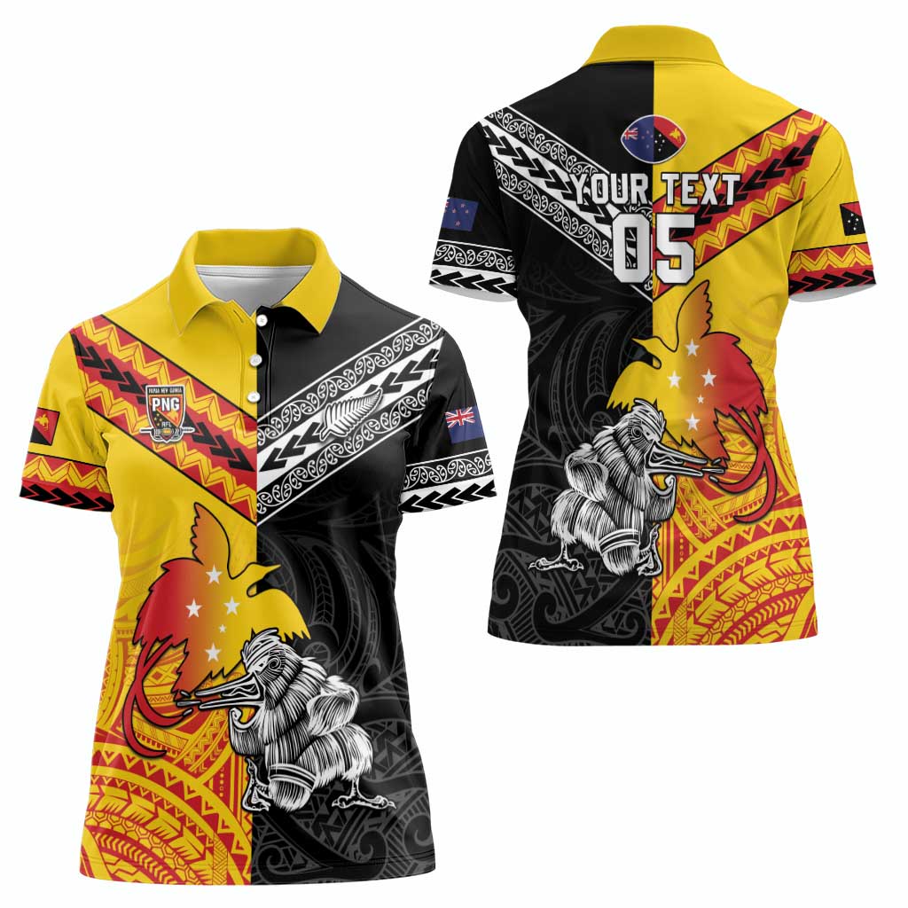 New Zealand And Papua New Guinea Rugby Custom Women Polo Shirt Maori Kiwi With Bird of Paradise LT05 - Vibe Hoodie Shop