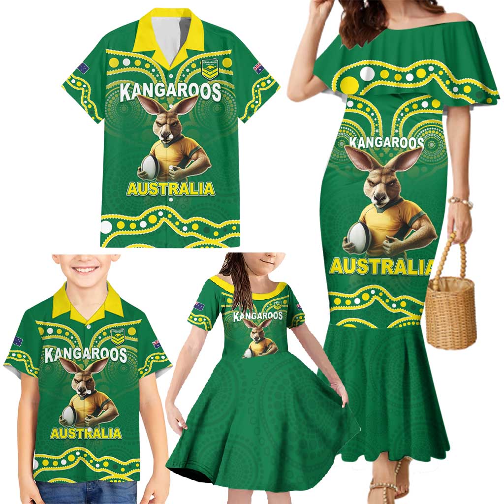 Australia Rugby Custom Family Matching Mermaid Dress and Hawaiian Shirt Kangaroos Make History Pacific Champions