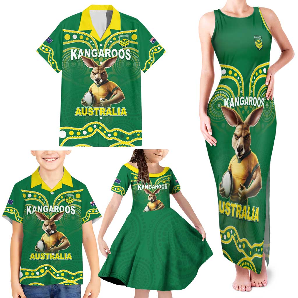 Australia Rugby Custom Family Matching Tank Maxi Dress and Hawaiian Shirt Kangaroos Make History Pacific Champions