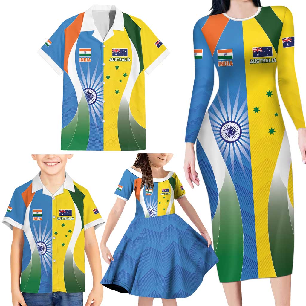 Custom India Vs Australia Cricket Family Matching Long Sleeve Bodycon Dress and Hawaiian Shirt Final Matchup - Vibe Hoodie