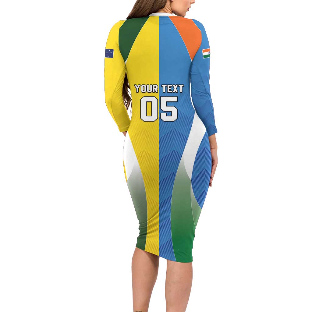 Custom India Vs Australia Cricket Family Matching Long Sleeve Bodycon Dress and Hawaiian Shirt Final Matchup - Vibe Hoodie