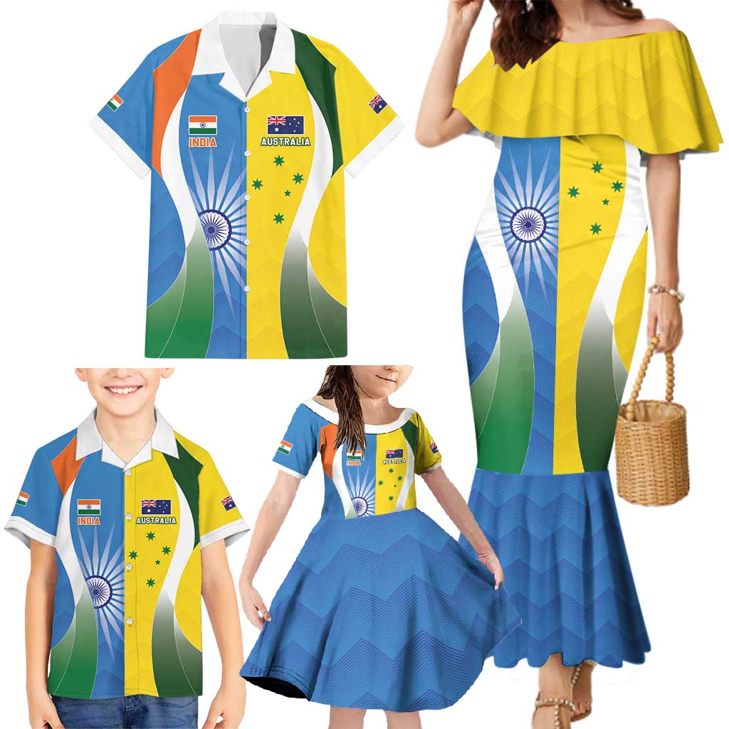 Custom India Vs Australia Cricket Family Matching Mermaid Dress and Hawaiian Shirt Final Matchup - Vibe Hoodie