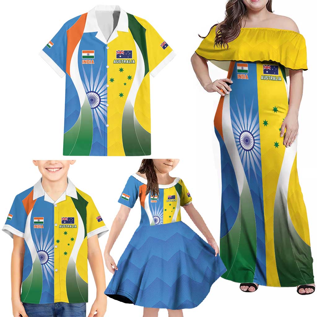 Custom India Vs Australia Cricket Family Matching Off Shoulder Maxi Dress and Hawaiian Shirt Final Matchup - Vibe Hoodie