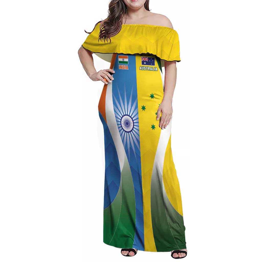Custom India Vs Australia Cricket Family Matching Off Shoulder Maxi Dress and Hawaiian Shirt Final Matchup - Vibe Hoodie