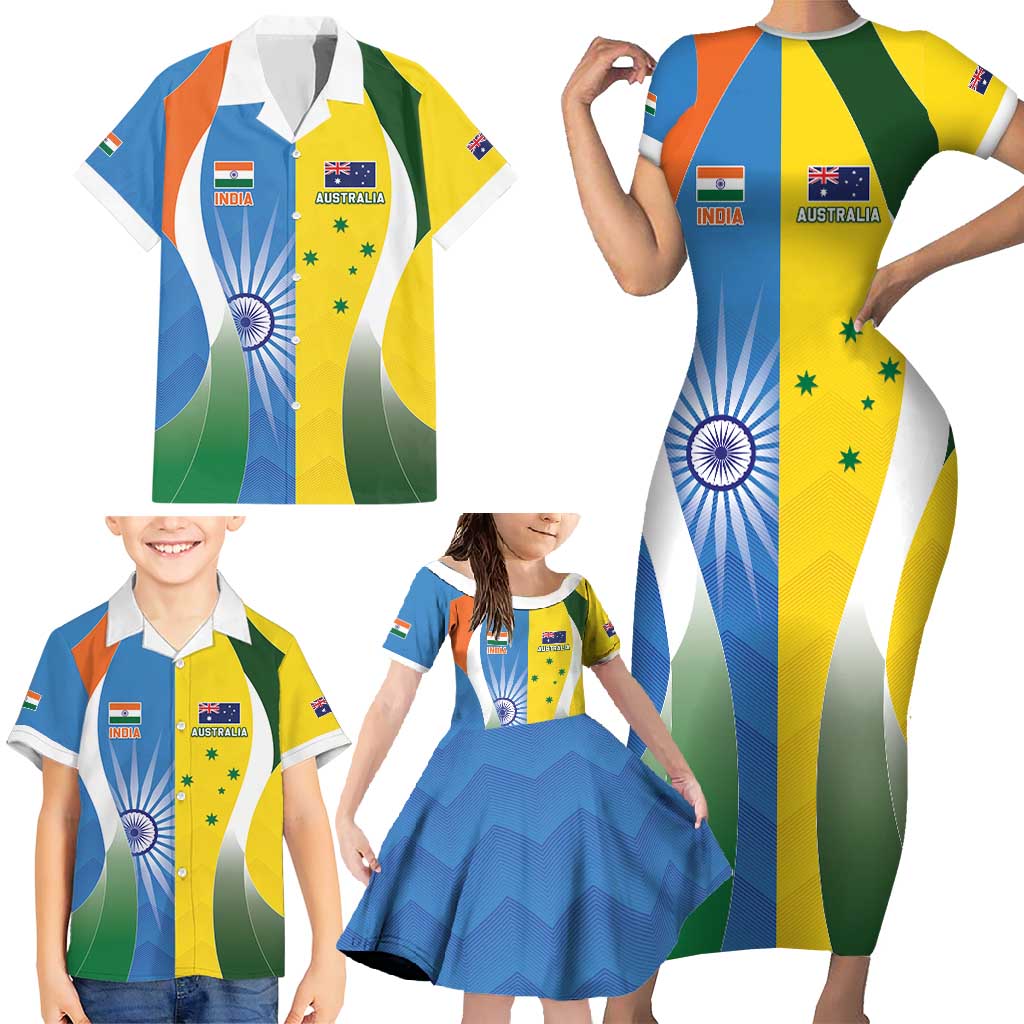 Custom India Vs Australia Cricket Family Matching Short Sleeve Bodycon Dress and Hawaiian Shirt Final Matchup - Vibe Hoodie