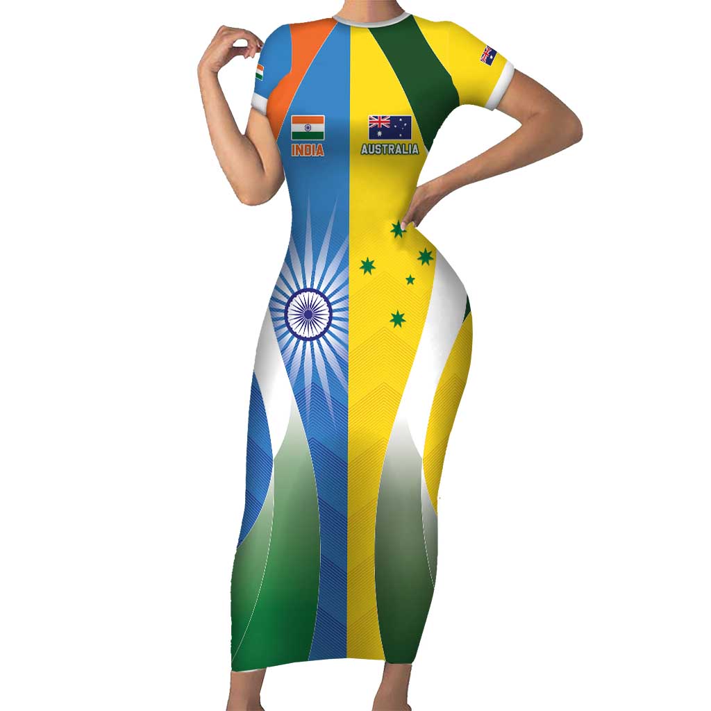 Custom India Vs Australia Cricket Family Matching Short Sleeve Bodycon Dress and Hawaiian Shirt Final Matchup - Vibe Hoodie