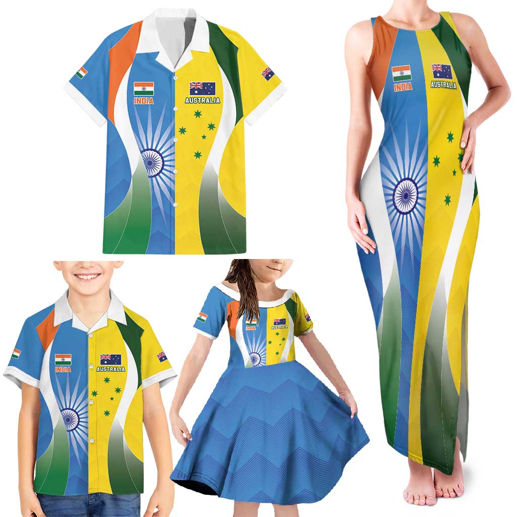 Custom India Vs Australia Cricket Family Matching Tank Maxi Dress and Hawaiian Shirt Final Matchup - Vibe Hoodie