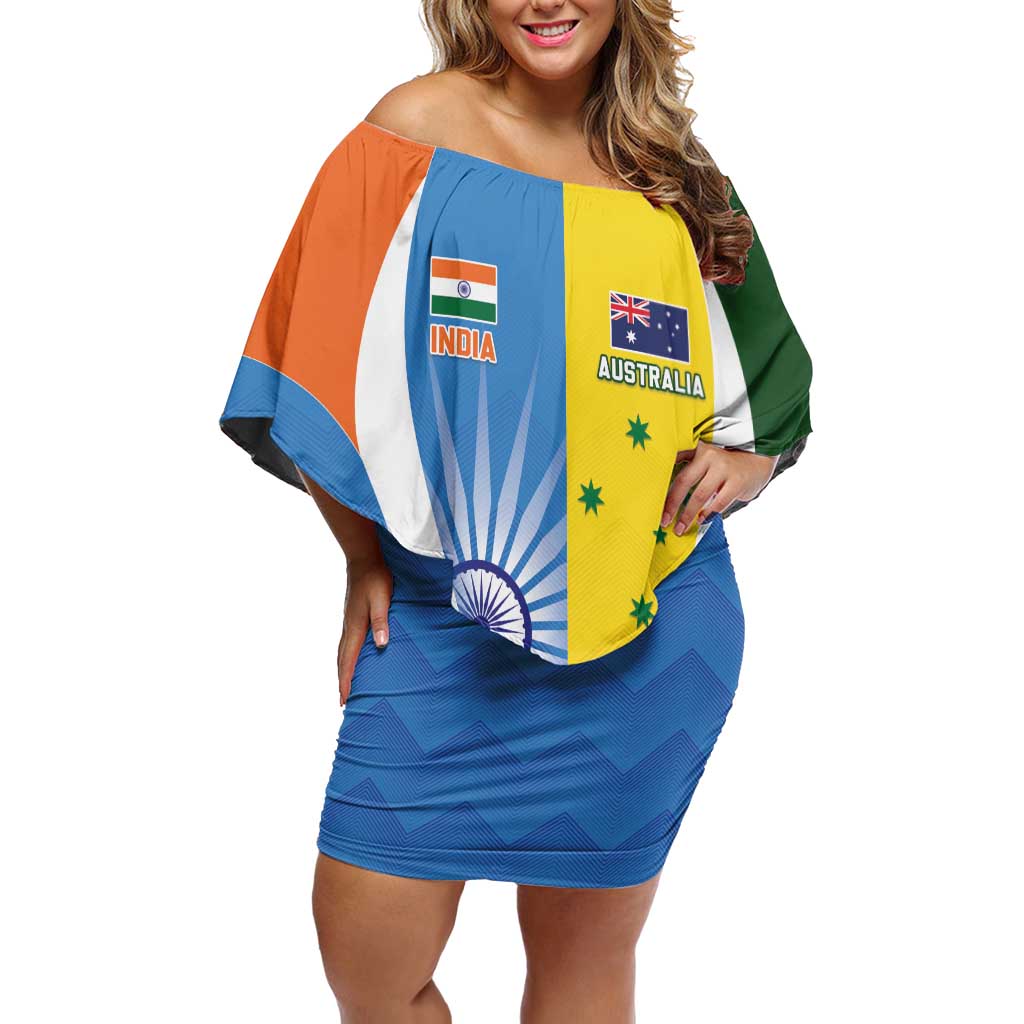 Custom India Vs Australia Cricket Off Shoulder Short Dress Final Matchup - Vibe Hoodie