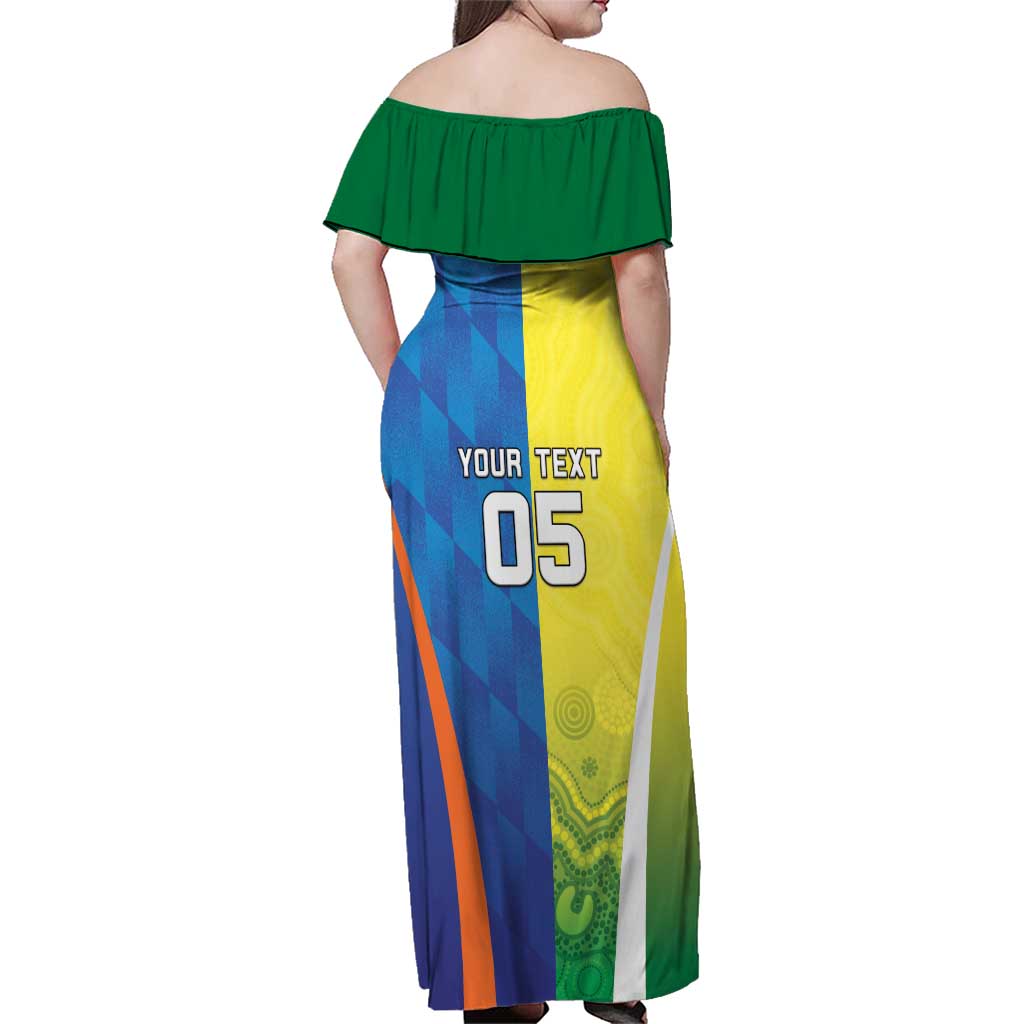 Custom Australia And India Cricket Family Matching Off Shoulder Maxi Dress and Hawaiian Shirt Ashoka Chakra With Aboriginal - Vibe Hoodie