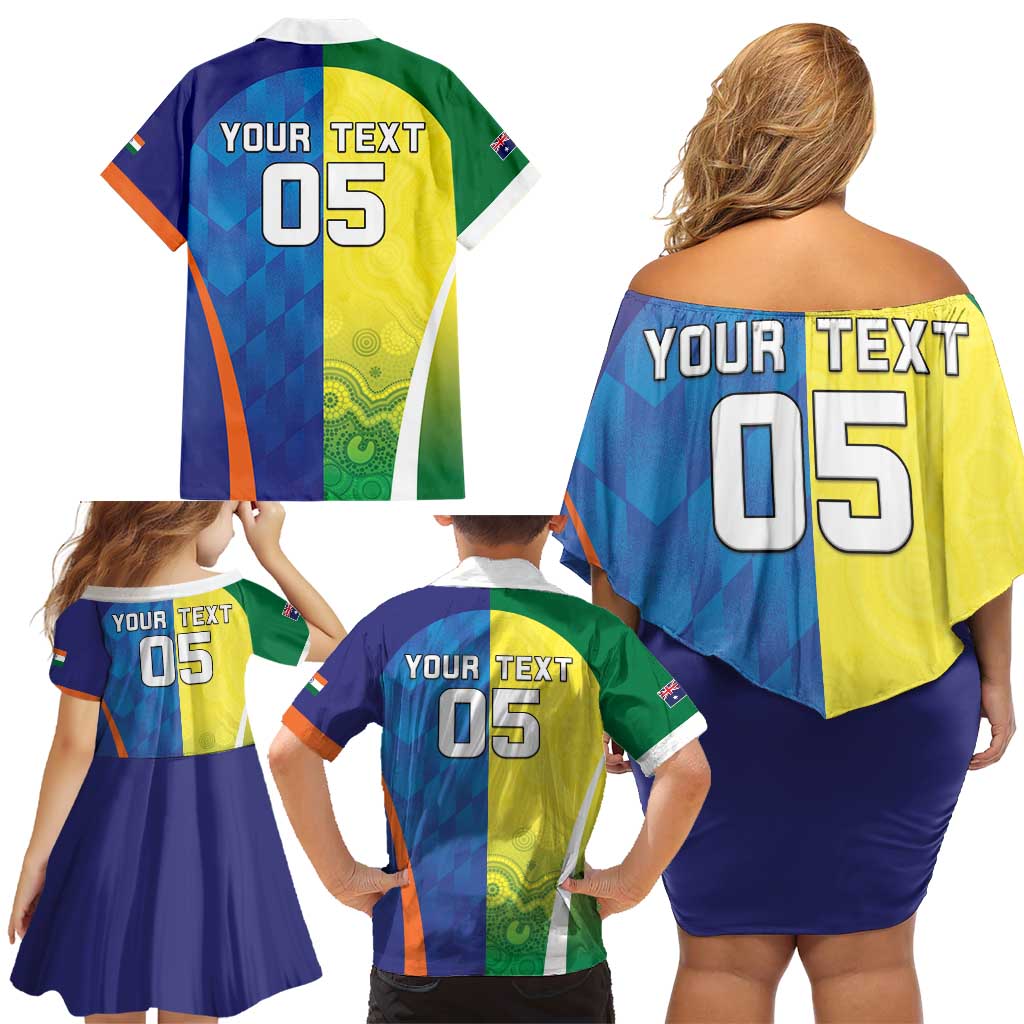 Custom Australia And India Cricket Family Matching Off Shoulder Short Dress and Hawaiian Shirt Ashoka Chakra With Aboriginal - Vibe Hoodie