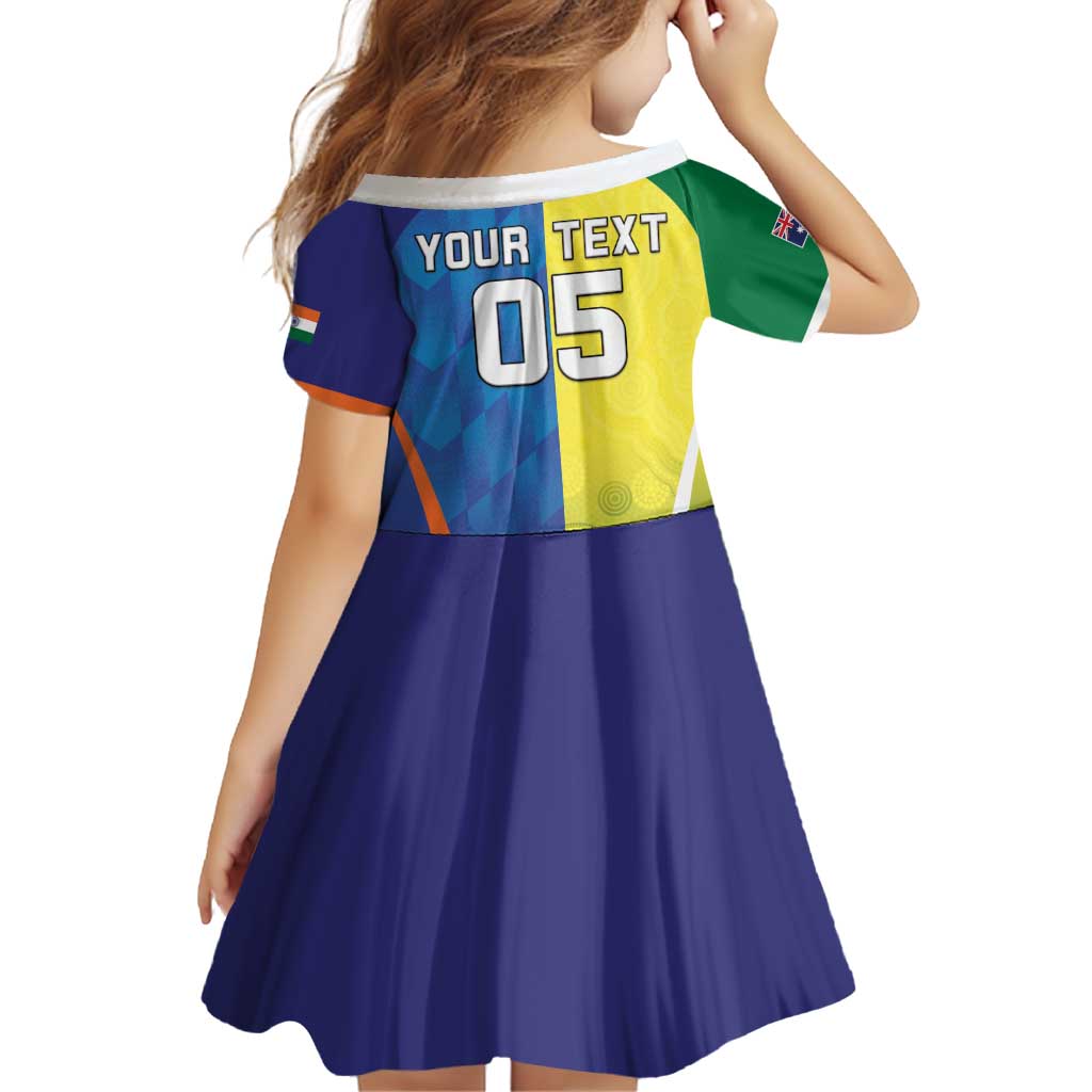 Custom Australia And India Cricket Family Matching Puletasi and Hawaiian Shirt Ashoka Chakra With Aboriginal - Vibe Hoodie