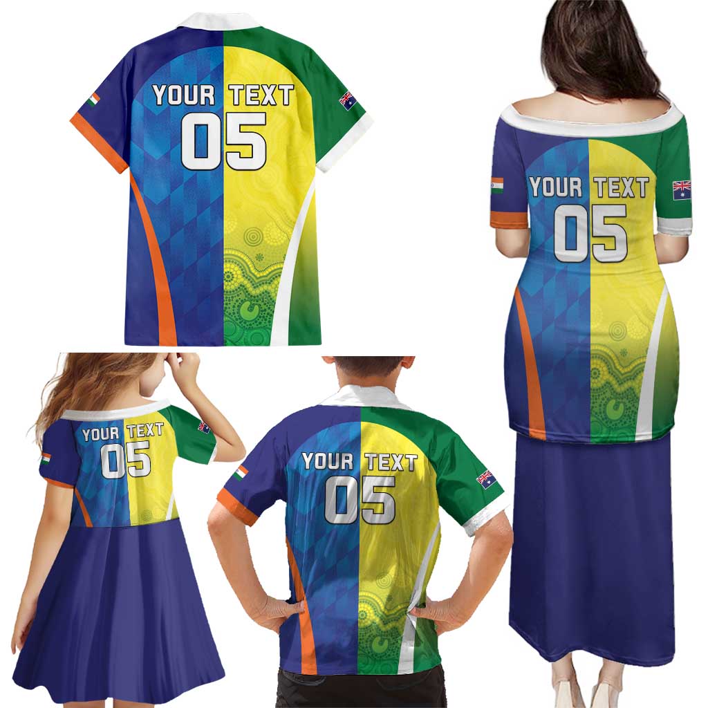 Custom Australia And India Cricket Family Matching Puletasi and Hawaiian Shirt Ashoka Chakra With Aboriginal - Vibe Hoodie