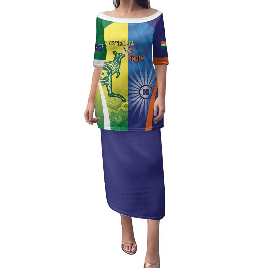 Custom Australia And India Cricket Family Matching Puletasi and Hawaiian Shirt Ashoka Chakra With Aboriginal - Vibe Hoodie