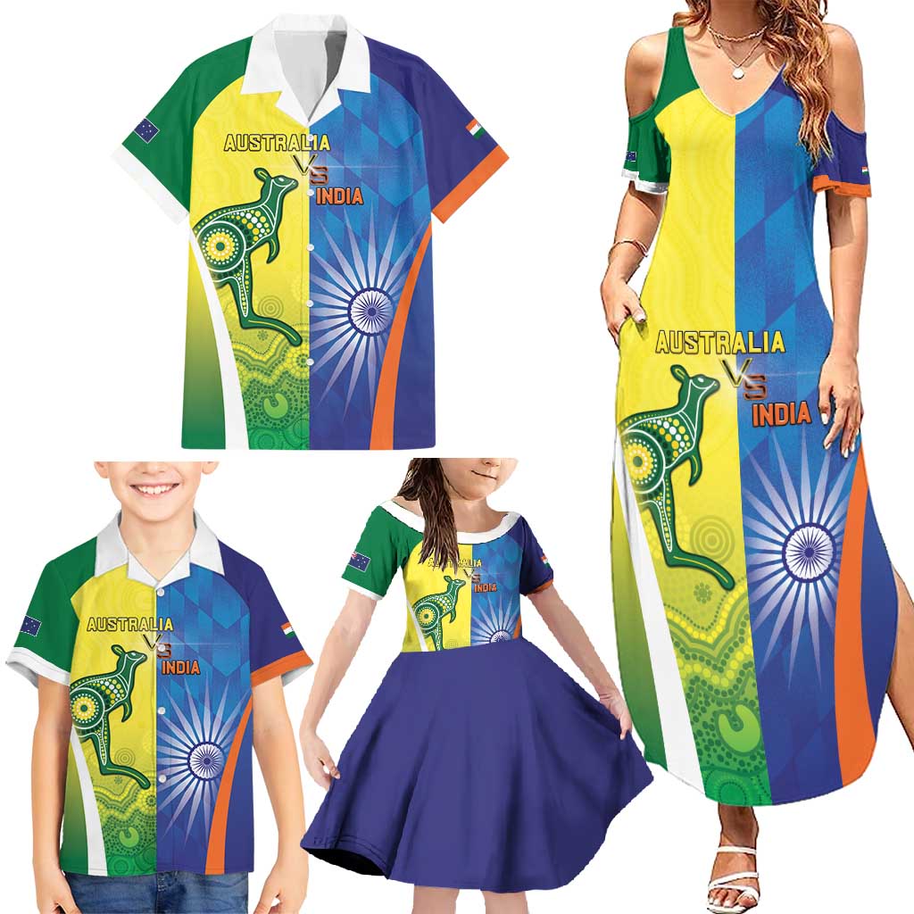 Custom Australia And India Cricket Family Matching Summer Maxi Dress and Hawaiian Shirt Ashoka Chakra With Aboriginal - Vibe Hoodie