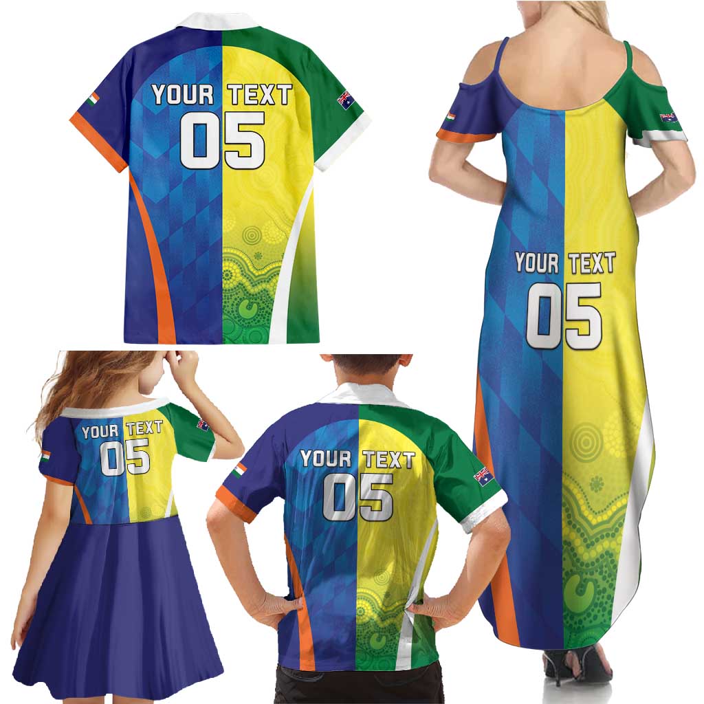 Custom Australia And India Cricket Family Matching Summer Maxi Dress and Hawaiian Shirt Ashoka Chakra With Aboriginal - Vibe Hoodie