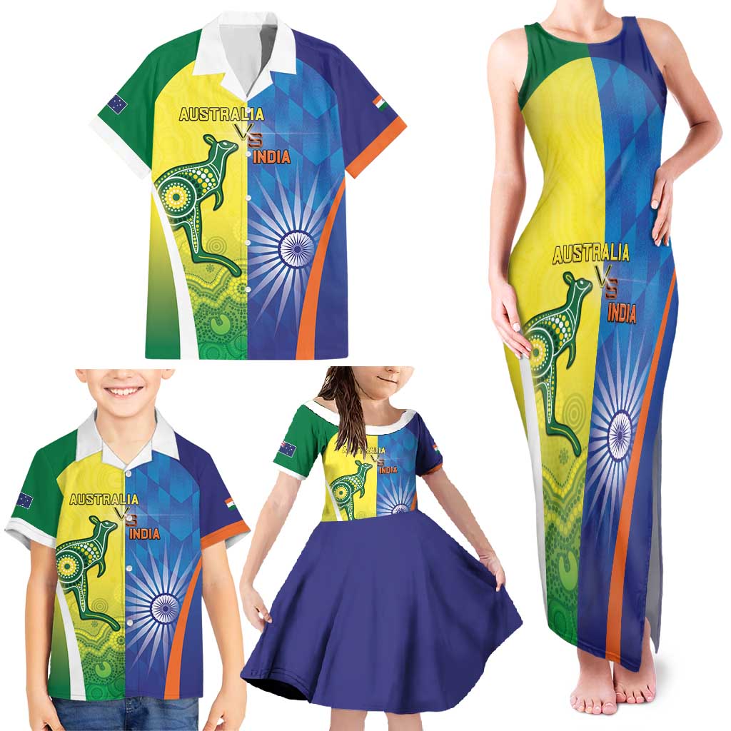 Custom Australia And India Cricket Family Matching Tank Maxi Dress and Hawaiian Shirt Ashoka Chakra With Aboriginal - Vibe Hoodie
