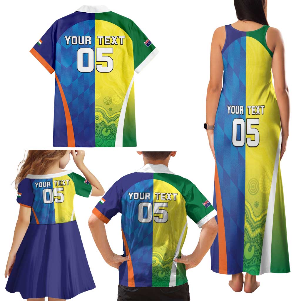 Custom Australia And India Cricket Family Matching Tank Maxi Dress and Hawaiian Shirt Ashoka Chakra With Aboriginal - Vibe Hoodie