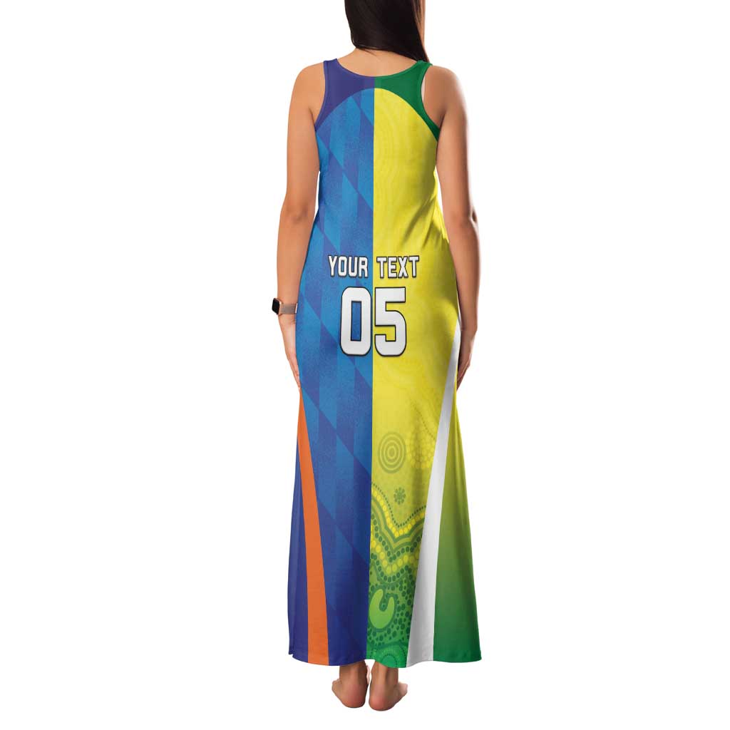 Custom Australia And India Cricket Family Matching Tank Maxi Dress and Hawaiian Shirt Ashoka Chakra With Aboriginal - Vibe Hoodie