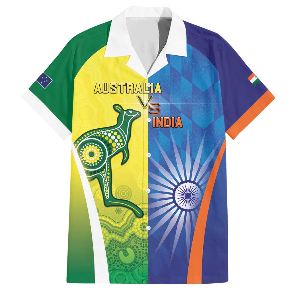 Custom Australia And India Cricket Hawaiian Shirt Ashoka Chakra With Aboriginal - Vibe Hoodie