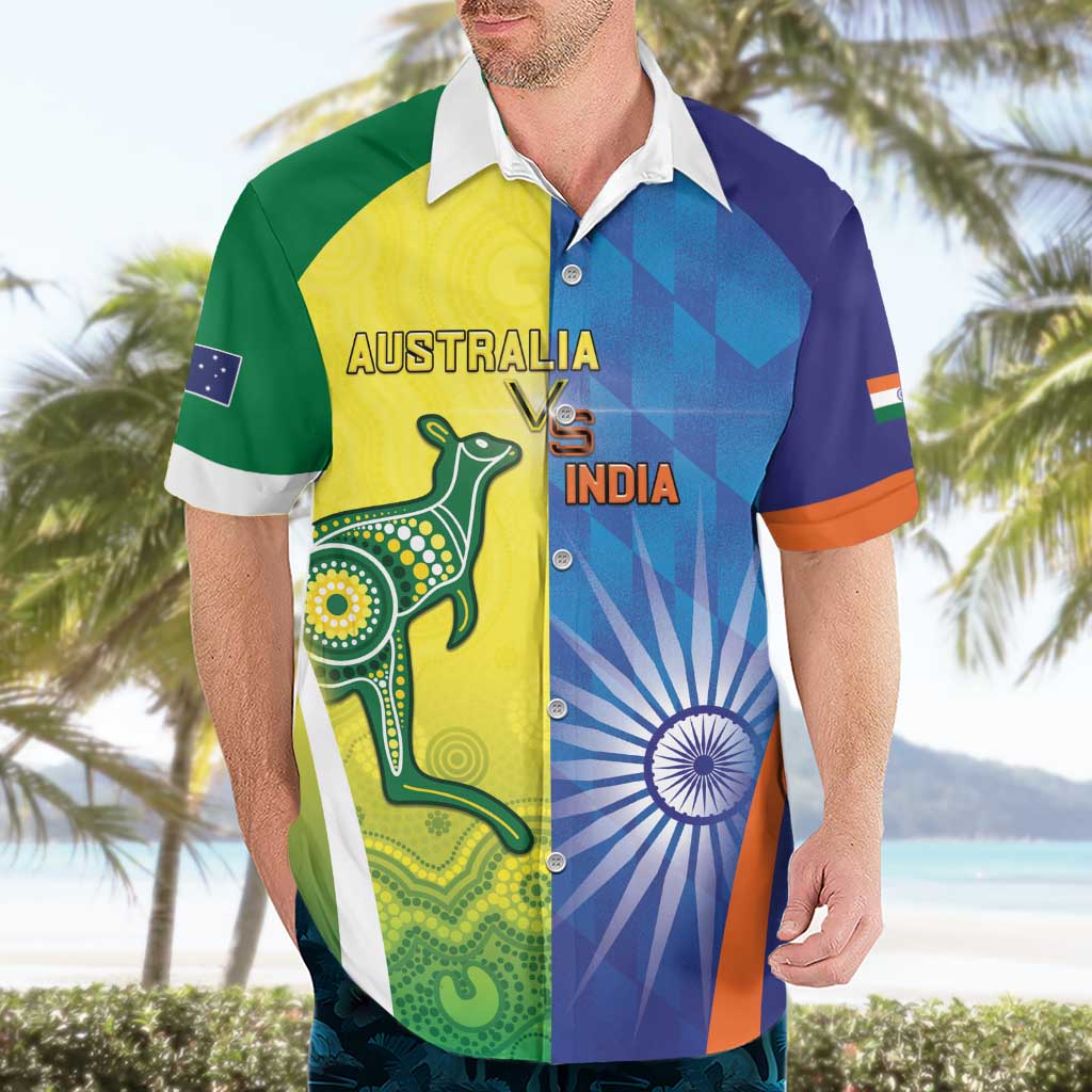 Custom Australia And India Cricket Hawaiian Shirt Ashoka Chakra With Aboriginal - Vibe Hoodie